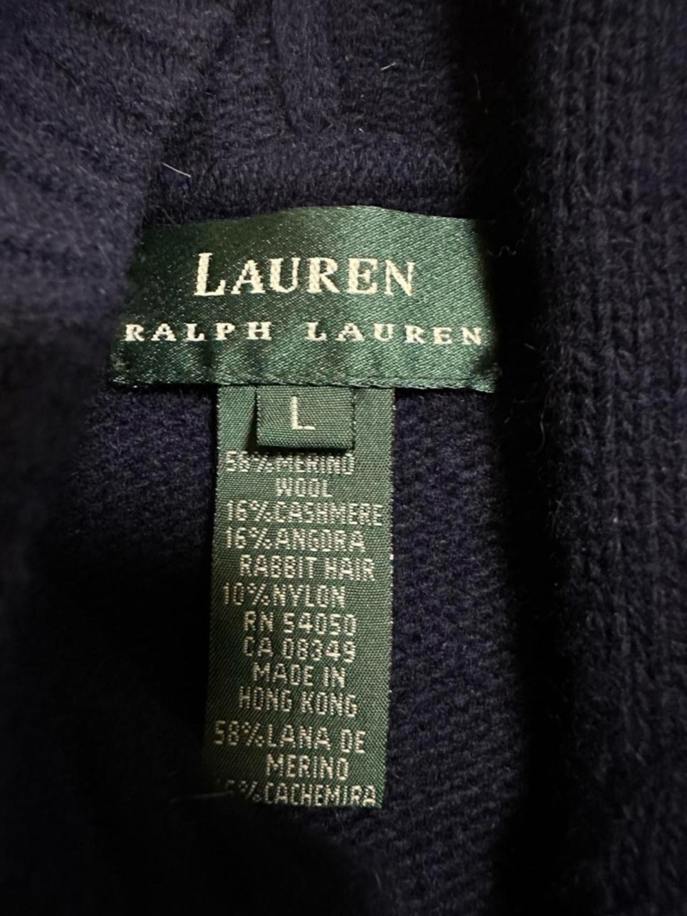 Lauren Ralph Lauren Vintage Women’s Blue Knit Wool Blend Cardigan Sweater Size L - Picture 2 of 4